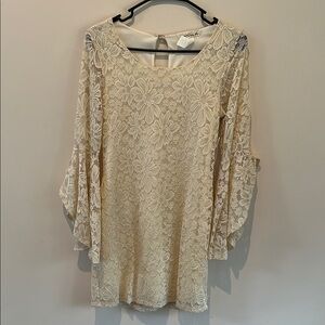 Elegant Cream Lace Mini Dress